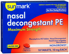 Sunmark Nasal Decongestant PE 10 mg Tablets - 18 Each