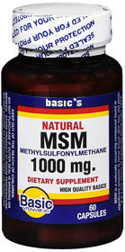 Basic Vitamins Natural MSM 1000 mg Capsules - 60 Each