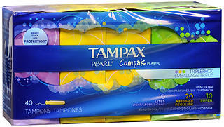 Tampax Compak Pearl On the Go Tampons with Plastic Applicators Multipax Unscented - 40 Each