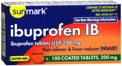 Sunmark Ibuprofen IB 200 mg Coated Tablets - 100 Each