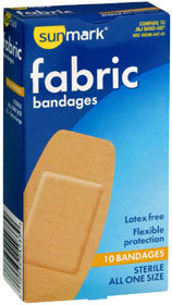 Sunmark Fabric Bandages All One Size Extra Large - 10 Each