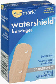Sunmark Waterproof Bandages All One Size - 30 Each