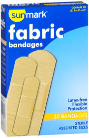 Sunmark Fabric Bandages Assorted Sizes - 30 Each