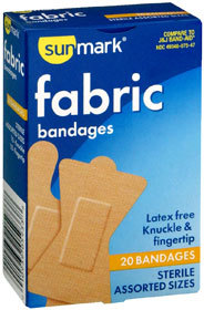 Sunmark Fabric Bandages Assorted Sizes Knuckle Fingertip - 20 Each