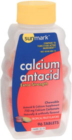 Sunmark Calcium Antacid Chewable Tablets Extra Strength Tropical Fruit - 96 Each