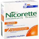 Nicorette Stop Smoking Aid, 2 mg, Gum, Orange, Starter Kit, Bonus  - 110ea