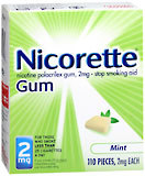 Nicorette Stop Smoking Aid, 2 mg, Gum, Mint, Starter Kit, Bonus  - 110ea