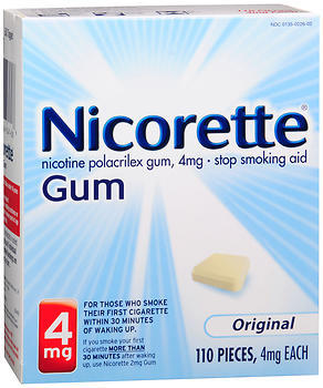 Nicorette Stop Smoking Aid, 4 mg, Gum, Original, Starter Kit, Bonus  - 110ea
