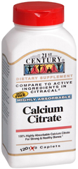 21st Century Calcium Citrate Caplets - 120 Each