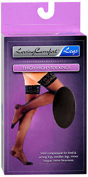 Loving Comfort Thigh High Stockings Moderate Black Medium - 1 Each