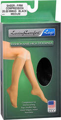 Loving Comfort Fashion Knee High Stockings Sheer Firm Black Medium - 1 Each