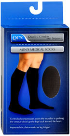 QCS Men's Medical Socks Mild Black Extra Large  - 1 Each