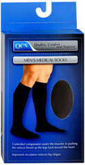 QCS Men's Medical Socks Mild Black Extra Large  - 1 Each