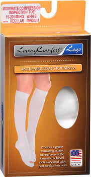 Loving Comfort Anti-Embolism Stockings Moderate White Medium Regular - 1 Each