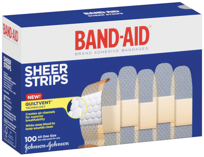 Band-Aid Adhesive Bandages, Sheer, All One Size  - 100ea