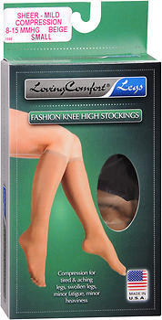 Loving Comfort Fashion Knee High Stockings Sheer Mild Beige Small - 1 Each
