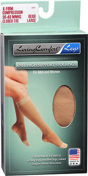 Loving Comfort Support Knee High Stockings X-Firm Beige Large - 1 Each