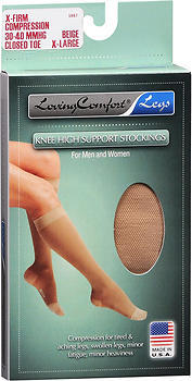 Loving Comfort Support Knee High Stockings X-Firm Beige Extra Large - 1 Each