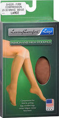 Loving Comfort Fashion Knee High Stockings Sheer Firm Beige Large - 1 Each