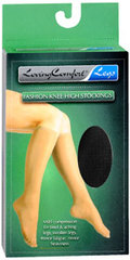 Loving Comfort Fashion Knee High Stockings Sheer Firm Black Large - 1 Each