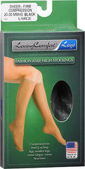 Loving Comfort Fashion Knee High Stockings Sheer Firm Black Extra Large - 1 Each