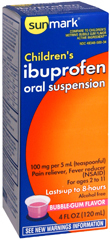 Sunmark Children's Ibuprofen Oral Suspension Bubble Gum Flavor - 4 Ounces - 1 Each