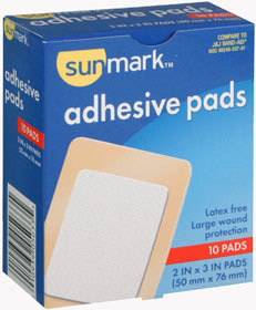 Sunmark Adhesive Pads 2 Inches X 3 - 10 Each
