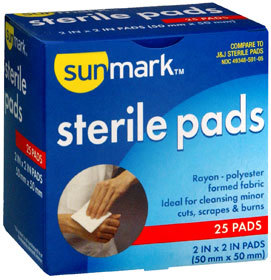 Sunmark Sterile Pads 2 x2  Inches  - 25 Each