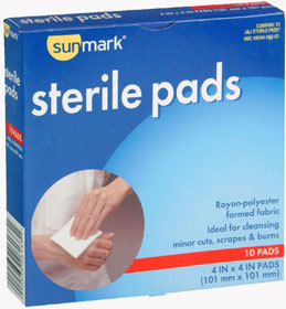 Sunmark Sterile Pads 4 x 4 Inches  - 10 Each