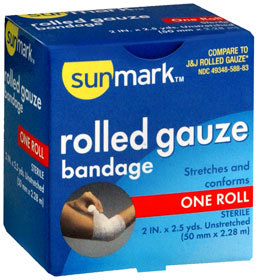 Sunmark Rolled Gauze Bandage 2 Inches X 2.5 Yards - 1 Each