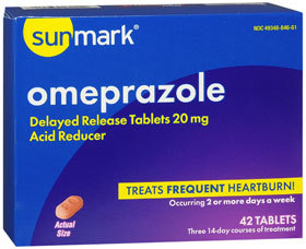 Sunmark Omeprazole Acid Reducer Tablets - 20 mg - 42 Tablets