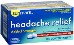Sunmark Headache Relief Added Strength  - 100 Each