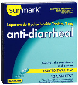 Sunmark Anti-Diarrheal Caplets - 2 mg - 12 Each
