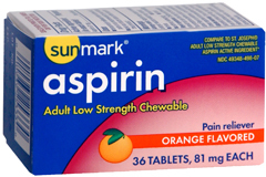 Sunmark Aspirin Adult Low Strength 81 mg Tablets - 36 Each