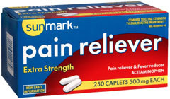 Sunmark Pain Reliever 500 mg Caplets Extra Strength - 250 Each