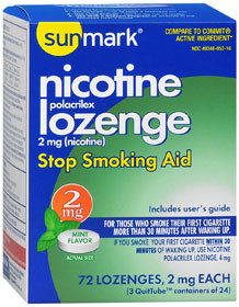 Sunmark Nicotine Polocrilex Lozenge Mint Flavor - 2 MG - 72 Each