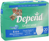 Depend Underwear Extra Absorbency Small/Medium Hips 34 to 46 Inches - 20 EA