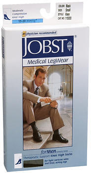 JOBST Medical LegWear For Men Knee High Socks 15-20 mmHg Black Small - 1 Each