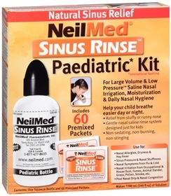 Neilmed's Sinus Rinse, Pediatric, Complete Saline Nasal Rinse Kit 60  Premixed Packets