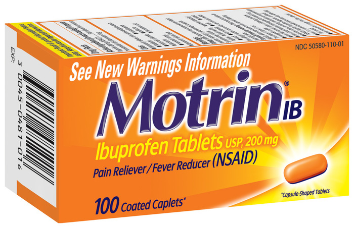 Motrin IB Ibuprofen USP, 200 mg, Coated Caplets  - 100ea