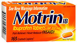 Motrin IB Ibuprofen USP, 200 mg, Coated Caplets  - 165ea