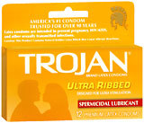 Trojan Condoms Ribbed Spermicidal Lubricant Latex - 12 Each