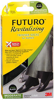 FUTURO Revitalizing Trouser Socks For Women Knee Highs Large Black Moderate - 1 Each