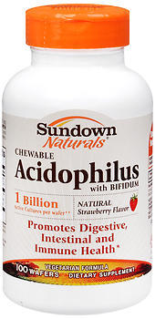 Sundown Naturals Chewable Acidophilus Wafers Natural Strawberry - 100 Each
