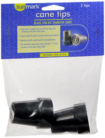 Sunmark Cane Tips Black For 3/4 Inch Diameter Canes - 1 Each