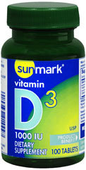 Sunmark Vitamin D3 1000 IU Tablets - 100 Each
