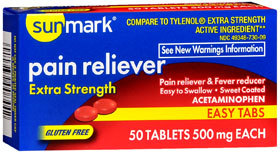 Sunmark Pain Reliever 500 mg Tablets Easy Tabs - 50 Each