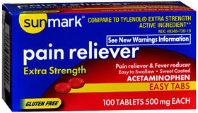 Sunmark Pain Reliever 500 mg Tablets Easy Tabs - 100 Each