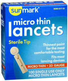 Sunmark Micro Thin Lancets 33 Gauge - 100 Each