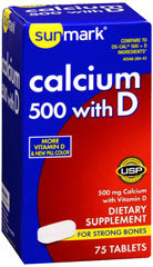 Sunmark Calcium 500 With D Tablets - 75 Each